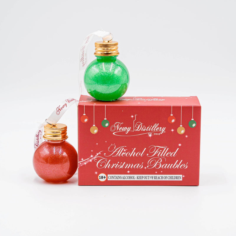 Christmas Gin Shimmer Baubles 2 Pk - Red and Green Newy Distillery