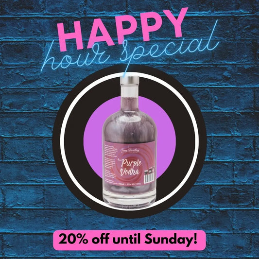 HAPPY HOUR WEDNESAYS! 20% OFF PURPLE SHIMMER VODKA!