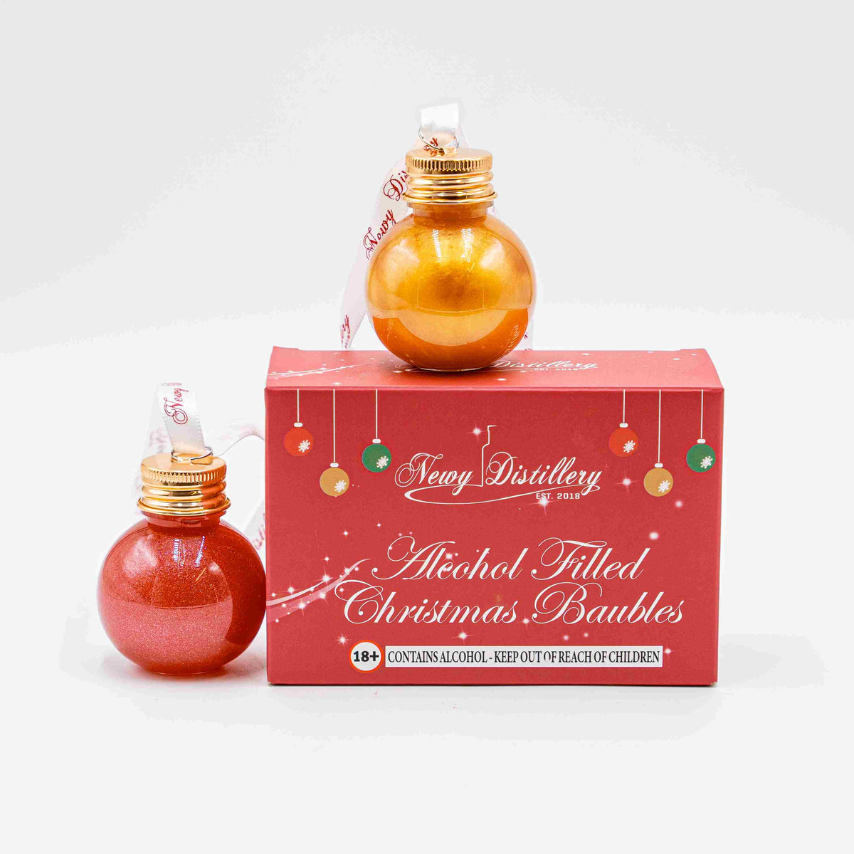 Christmas Gin Baubles 2pk Red and Gold Newy Distillery