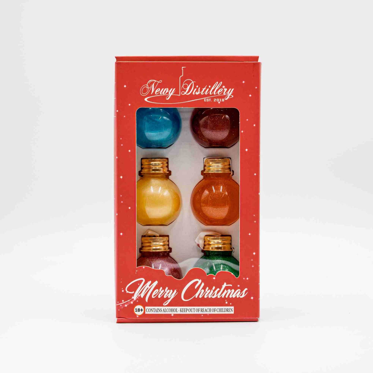Christmas Coloured Vodka Shimmer Baubles 6pk Newy Distillery